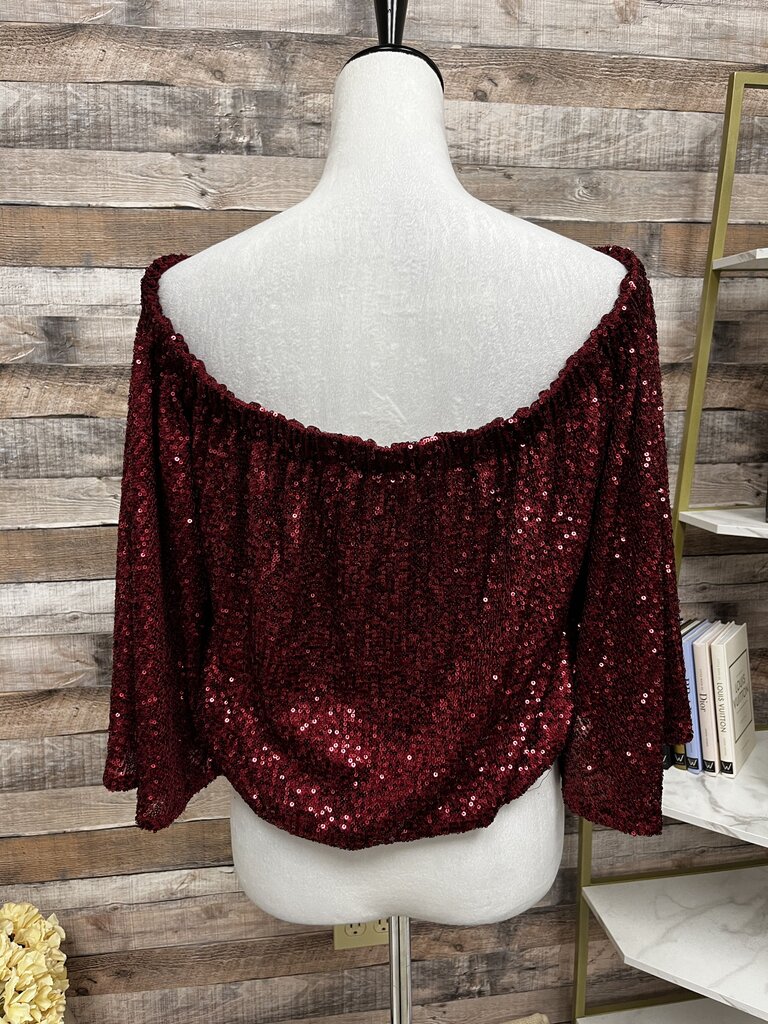 Venus Red Sequin Cropped Top