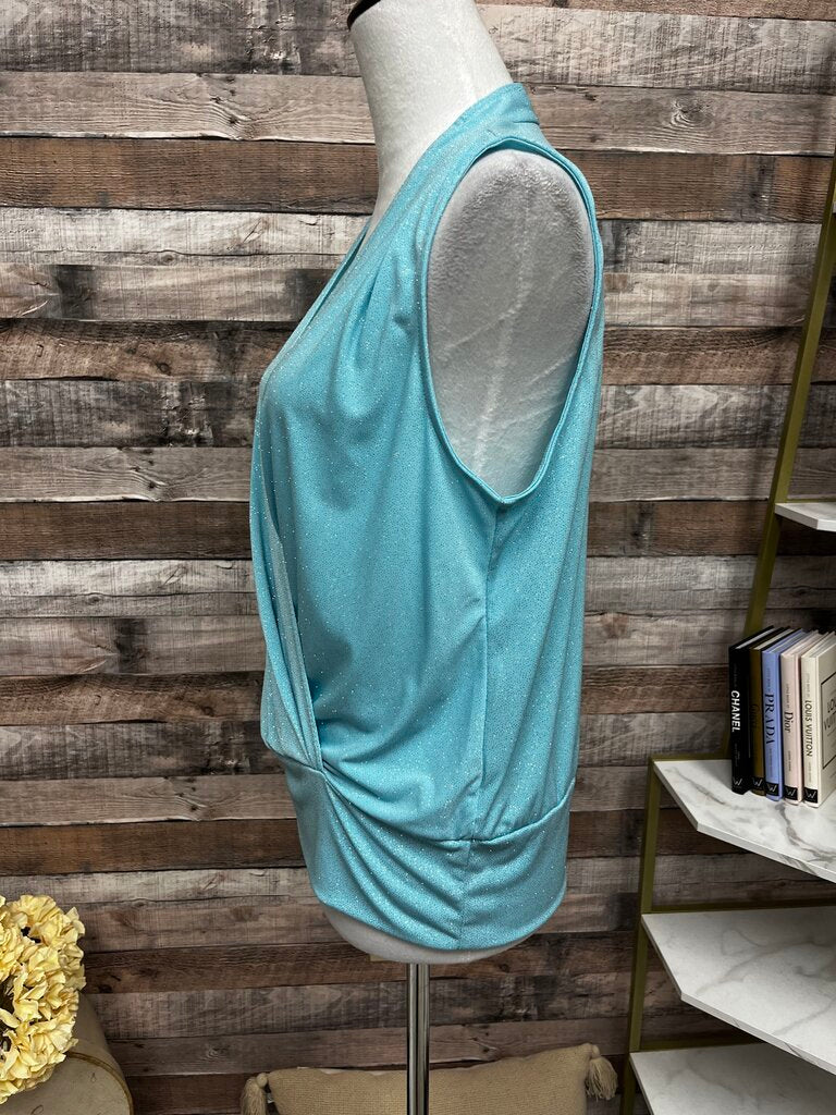 Boston Proper Baby Blue Sparkle Wrap Tank