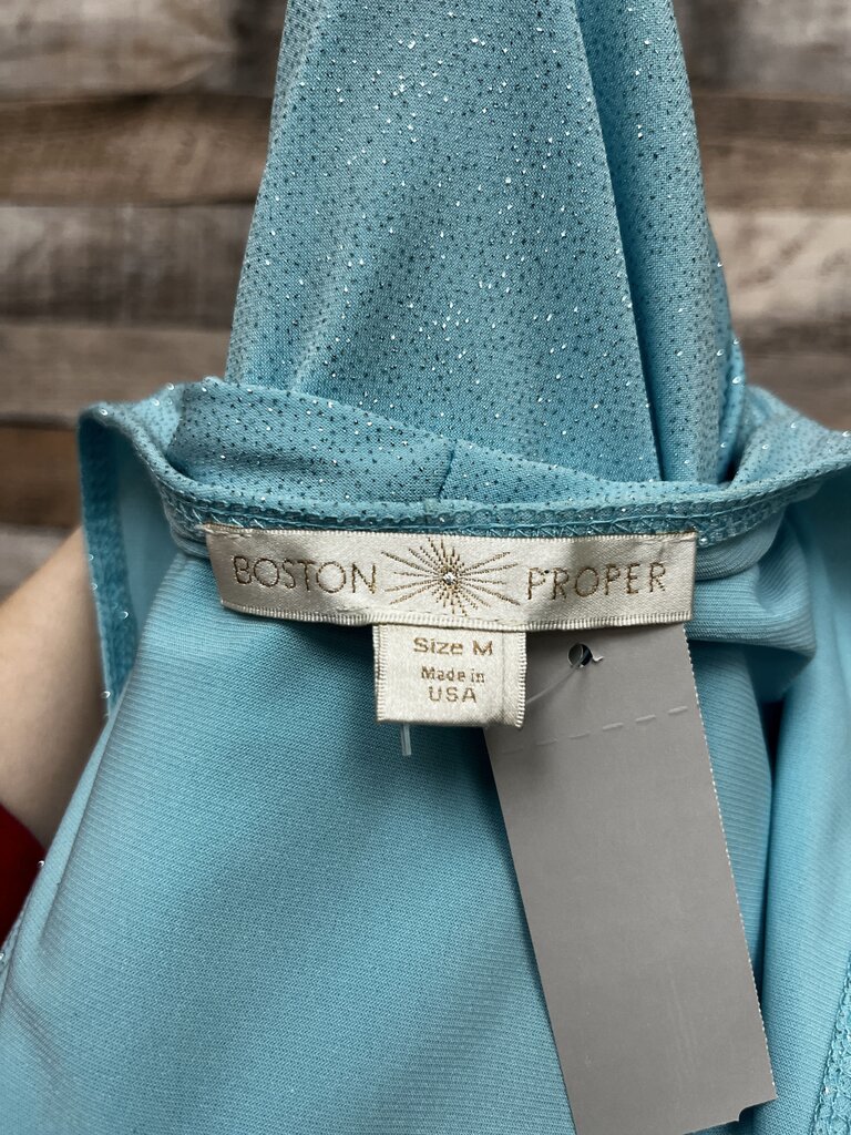 Boston Proper Baby Blue Sparkle Wrap Tank