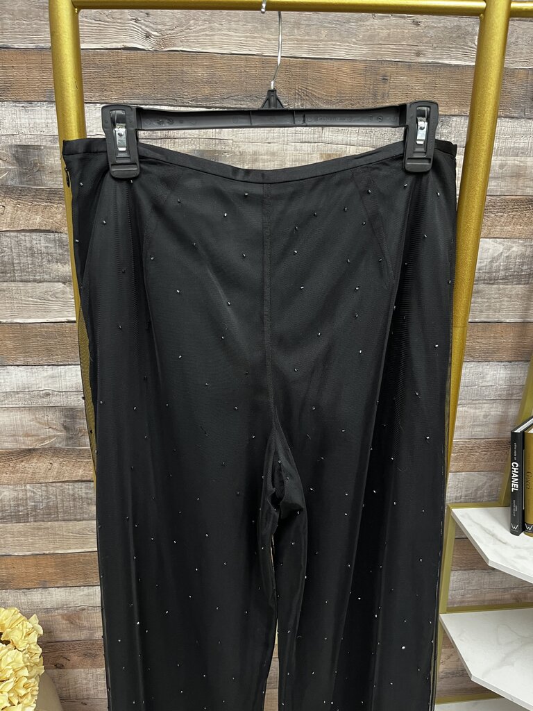 Ann Taylor Black Mesh Overlay & Rhinestone Pants