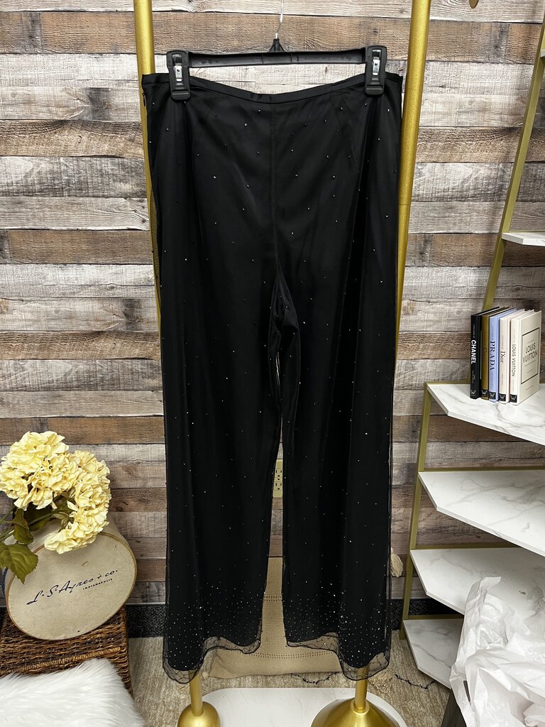 Ann Taylor Black Mesh Overlay & Rhinestone Pants