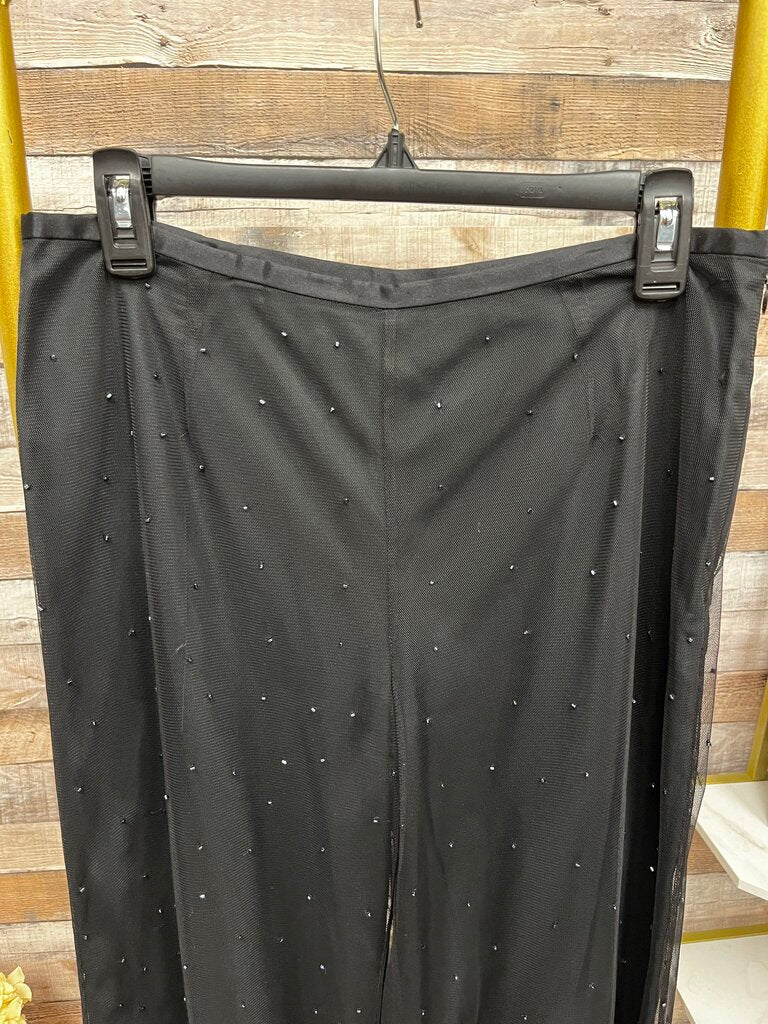 Ann Taylor Black Mesh Overlay & Rhinestone Pants