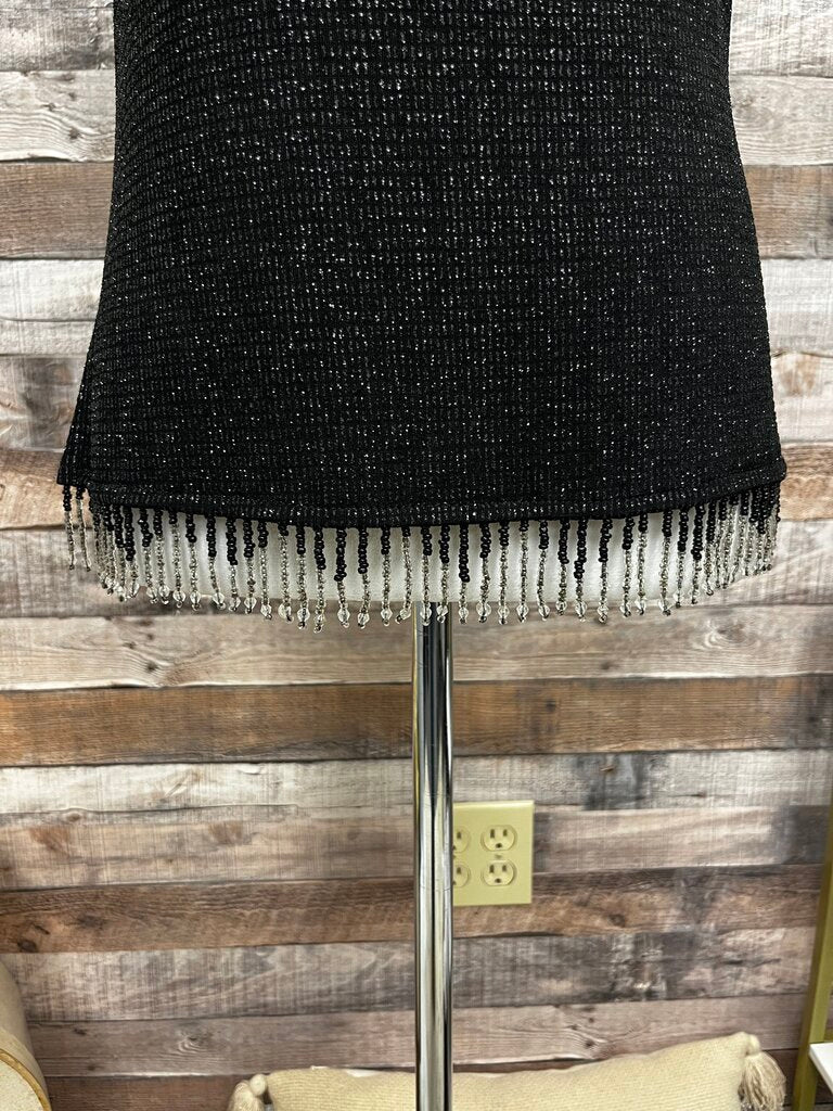 MSK Black Beaded & Fringe Tank