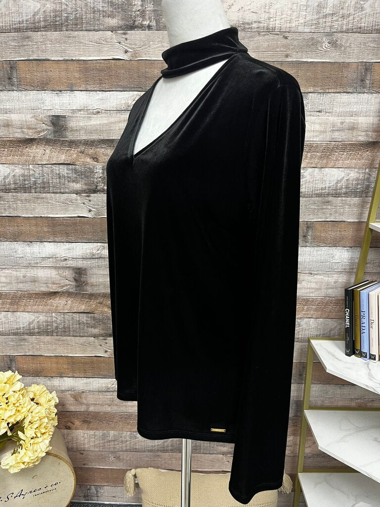 Tahari Black Velvet Choker Collar Long Sleeve