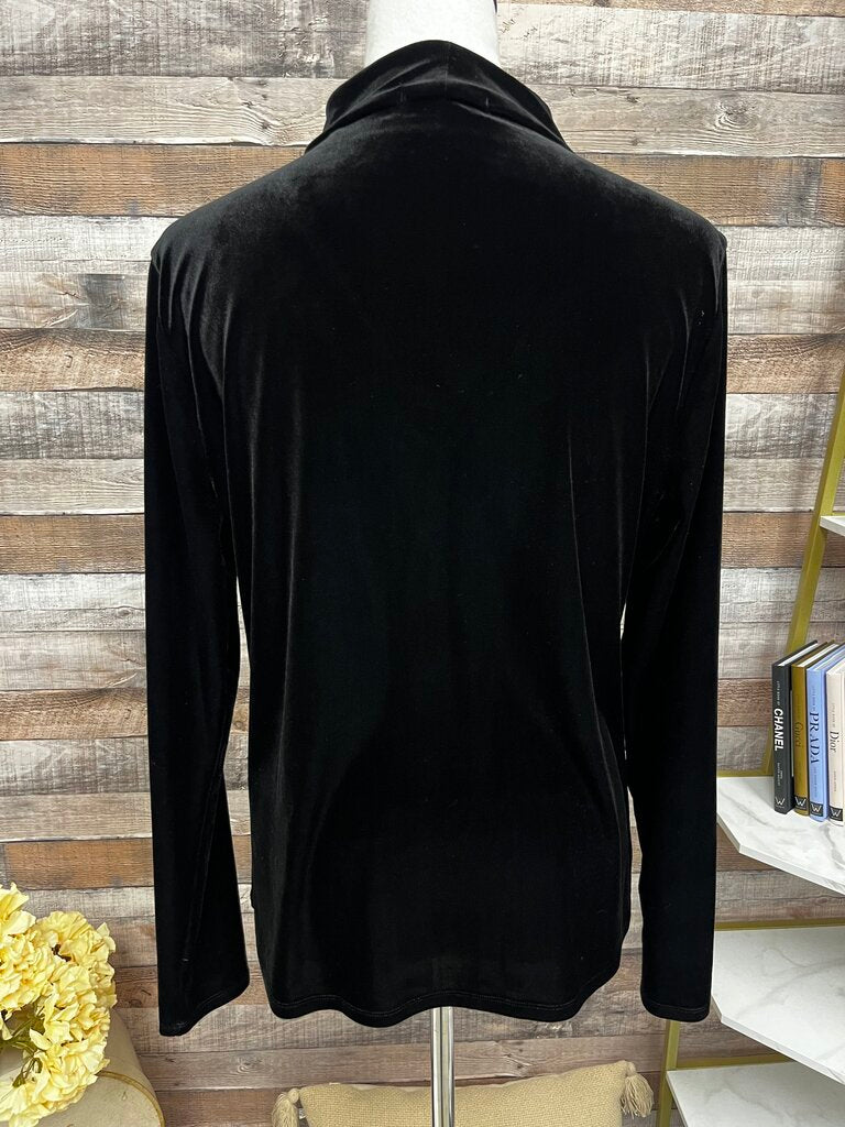 Tahari Black Velvet Choker Collar Long Sleeve