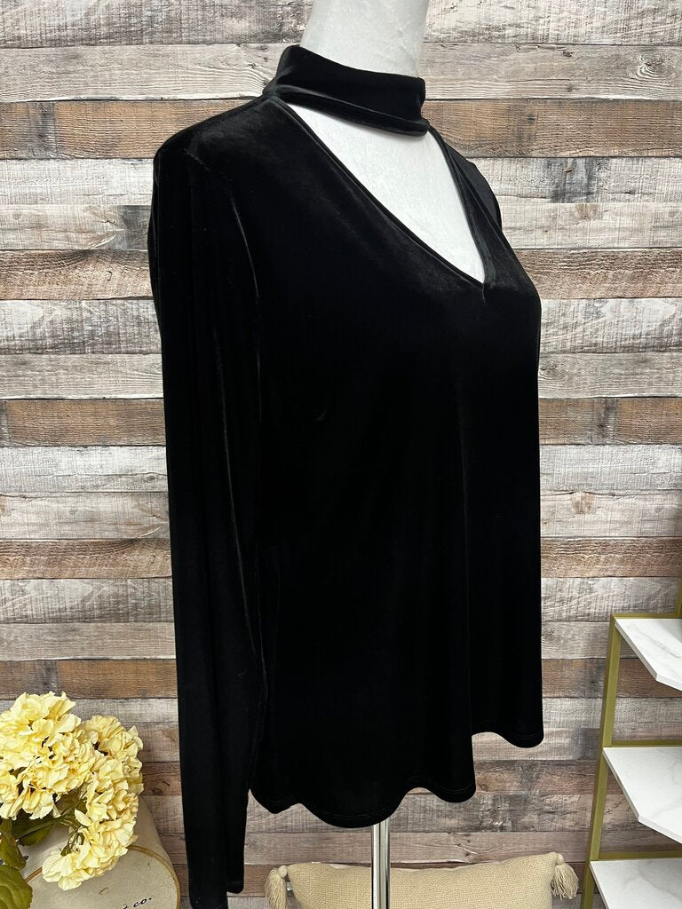 Tahari Black Velvet Choker Collar Long Sleeve