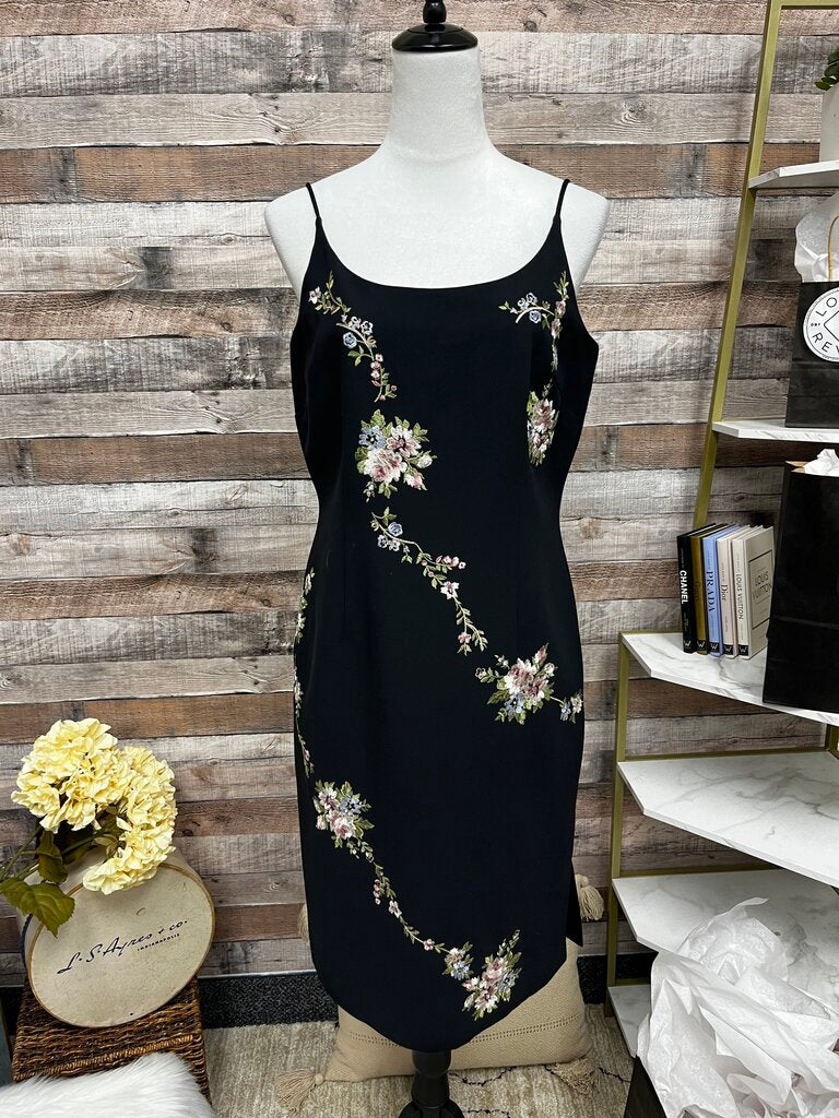 Dressbarn Black Floral Embroidered Slip