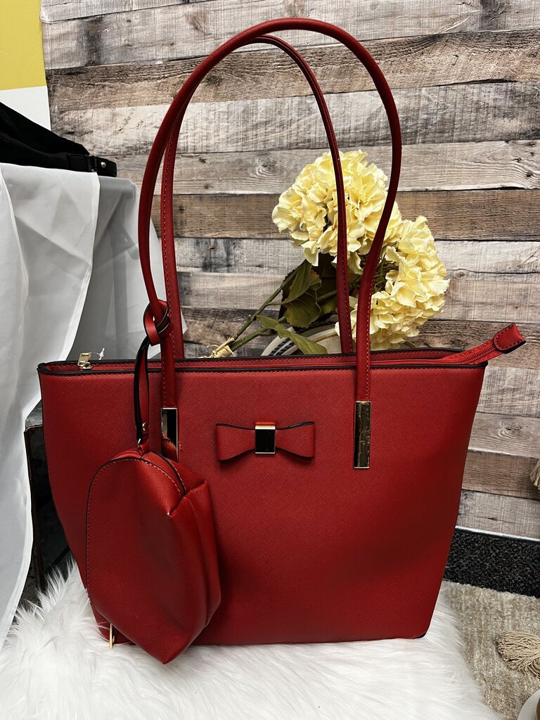 No Brand Red Large Tote & Matching Change Purse