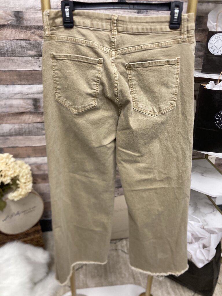 Kut From The Kloth Tan Wide-leg Ankle Distressed Jeans