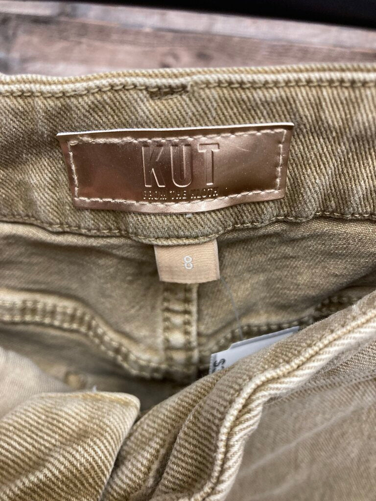 Kut From The Kloth Tan Wide-leg Ankle Distressed Jeans