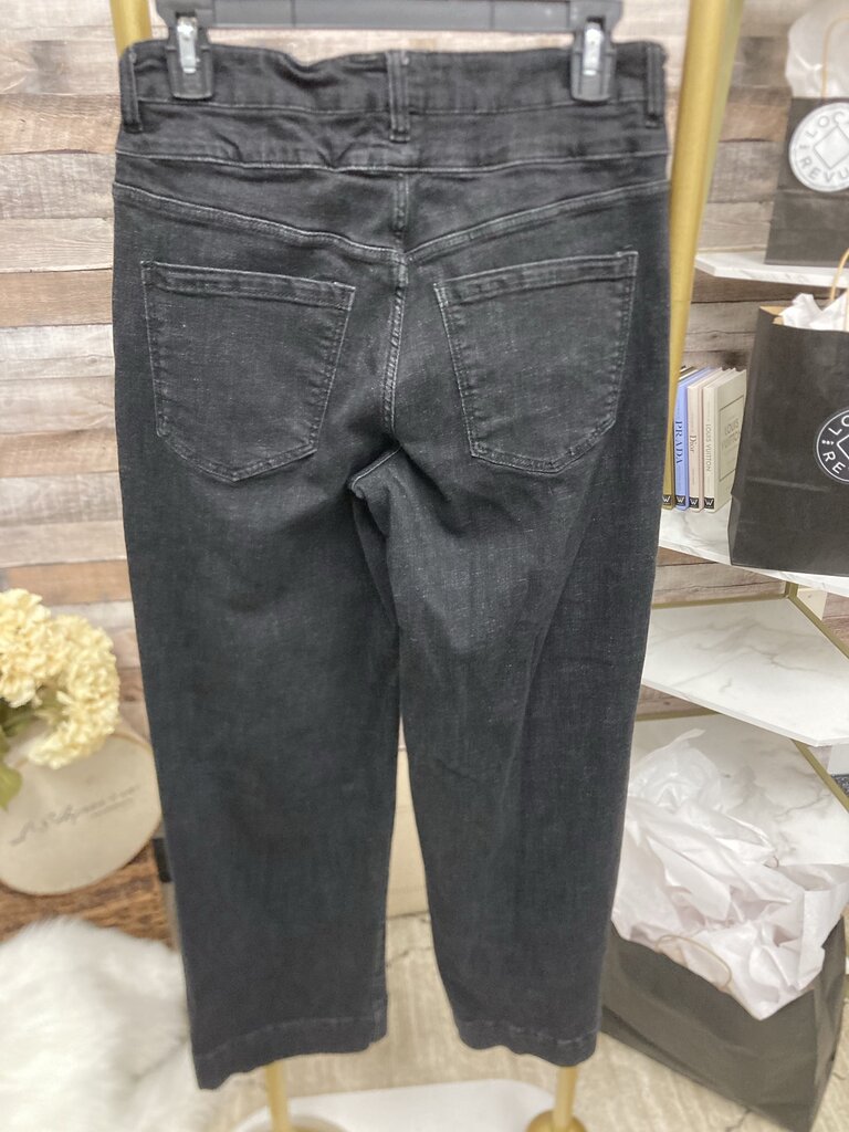 Liverpool Black Wide-Leg Double Button Jeans