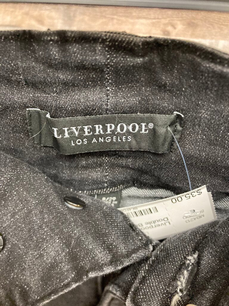 Liverpool Black Wide-Leg Double Button Jeans
