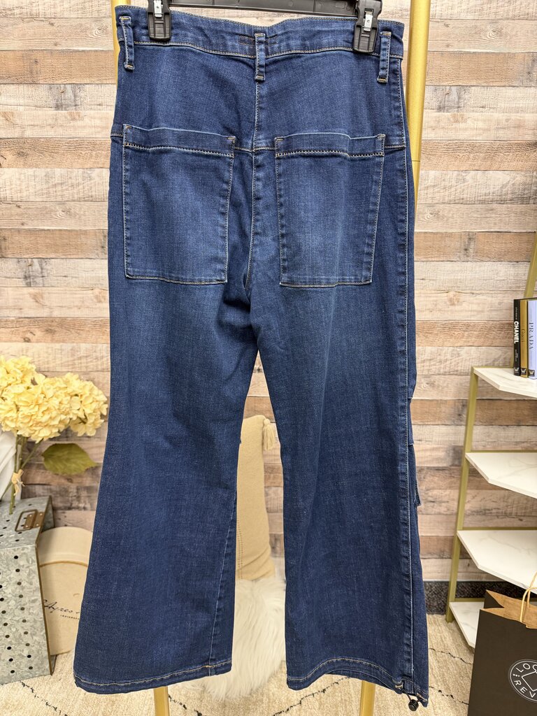 Lurdes Bergada Dark Wash Wide-Leg Cargo Jeans