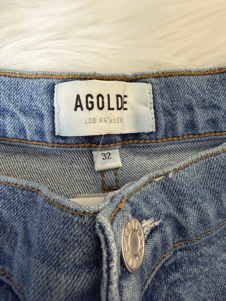 AGOLDE Light Wash Straight Leg Distressed Jeans
