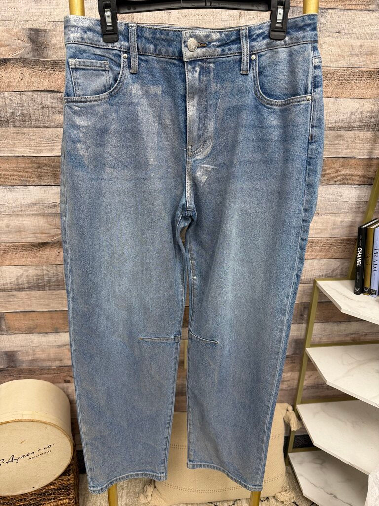 Kut from the Kloth Silver Metallic Straight Leg Jeans
