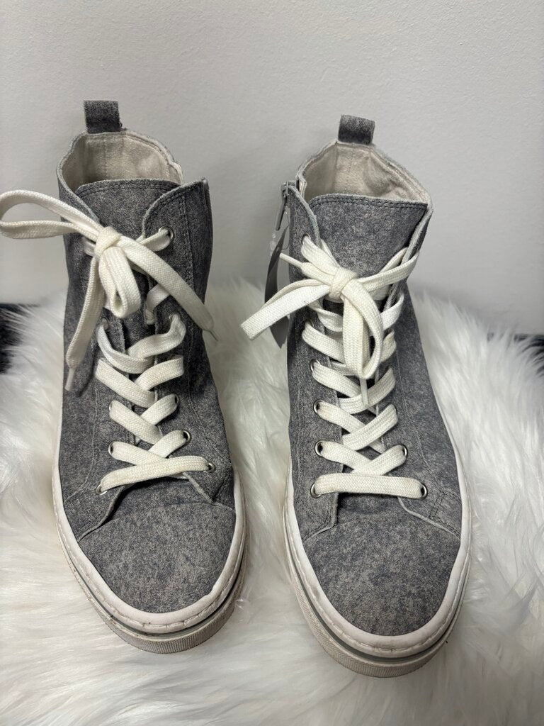 Gabor Grey Felt High-Top Sneakers