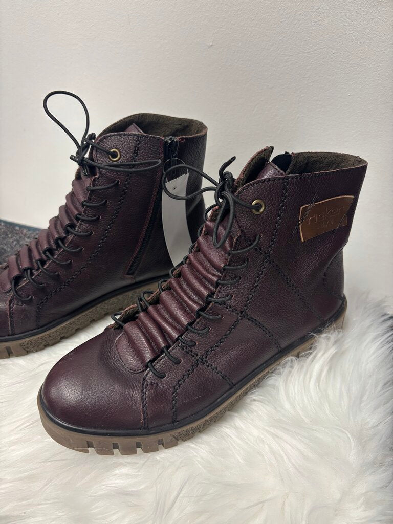 Rieker Dark Plum Combat Boots