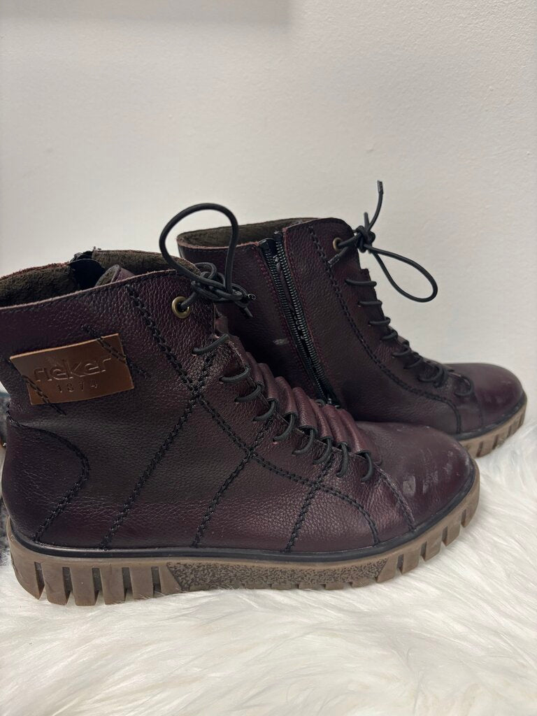 Rieker Dark Plum Combat Boots