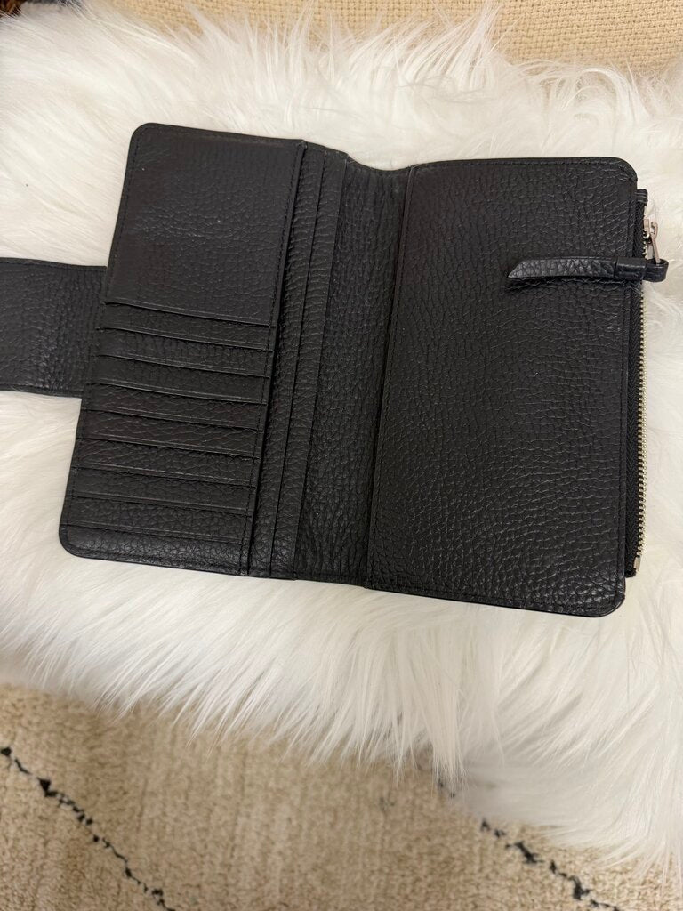AllSaints Black Leather Clutch Wallet