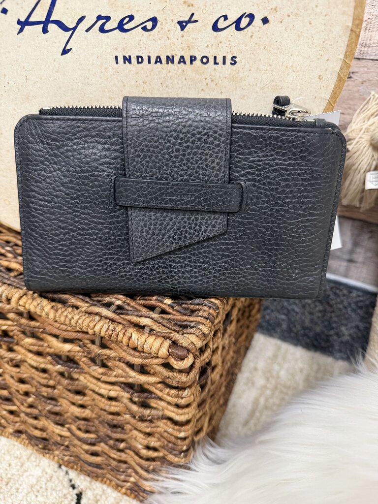 AllSaints Black Leather Clutch Wallet