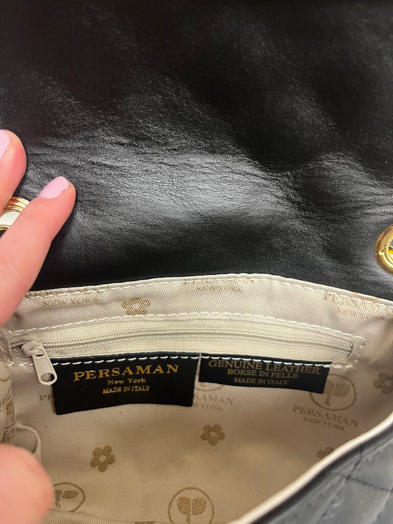 Persaman New York Black Leather Quilted Crossbody