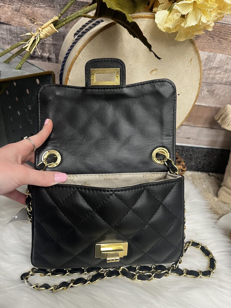 Persaman New York Black Leather Quilted Crossbody