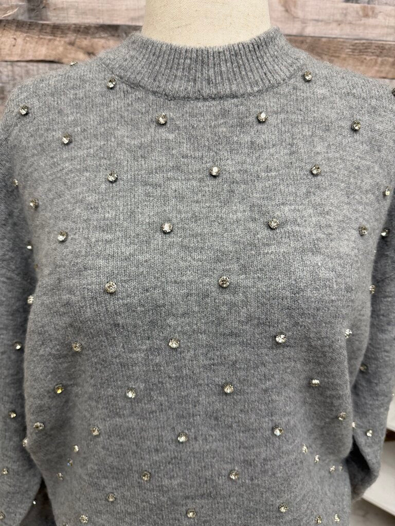 Pistola Grey Rhinestone Embellished Crewneck Sweater Pistola Grey M women SWEATERS