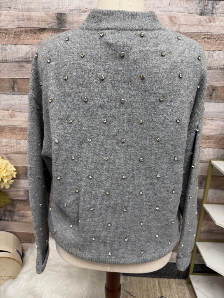 Pistola Grey Rhinestone Embellished Crewneck Sweater Pistola Grey M women SWEATERS