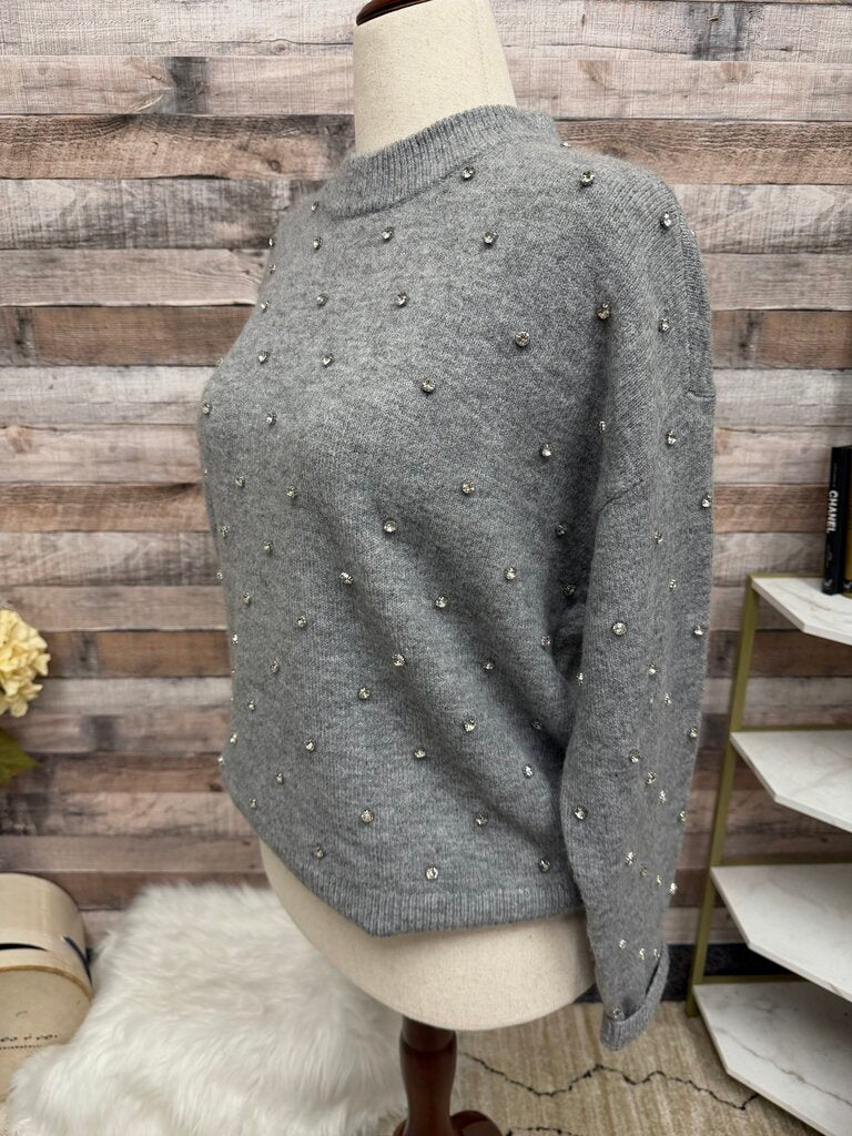 Pistola Grey Rhinestone Embellished Crewneck Sweater Pistola Grey M women SWEATERS