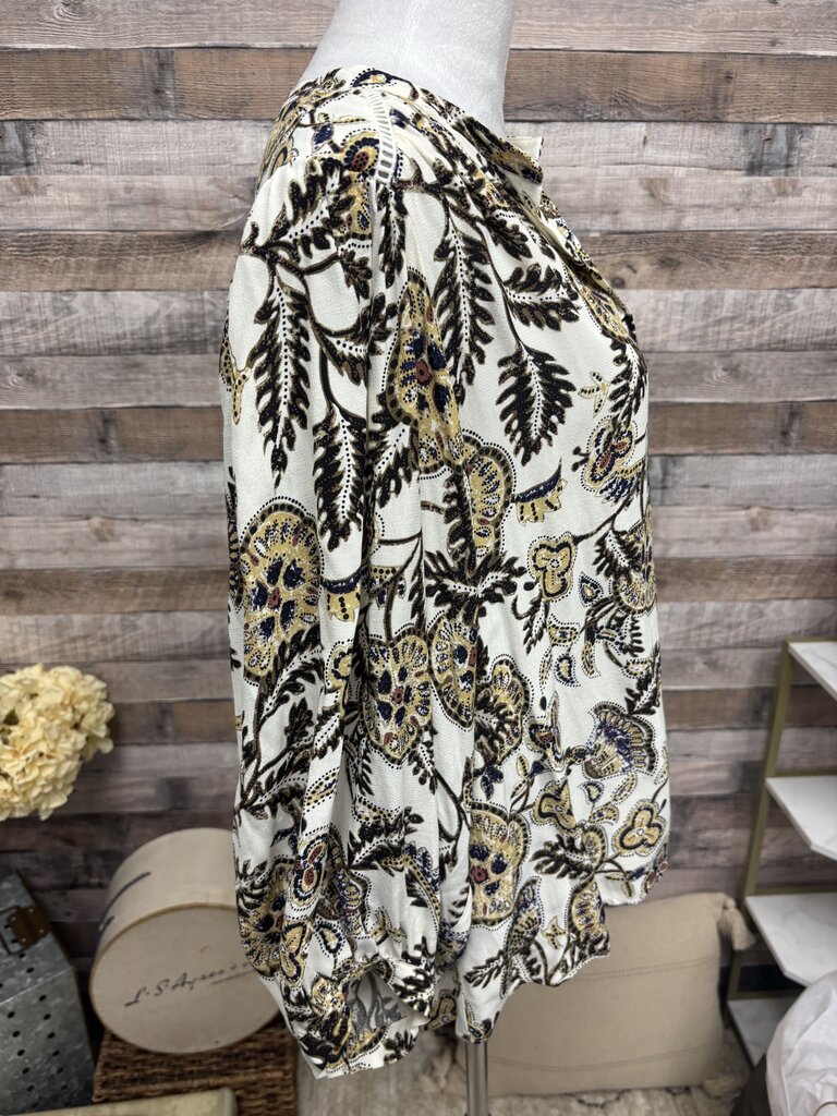 ba&sh Cream & Paisley Print Buttoned Blouse