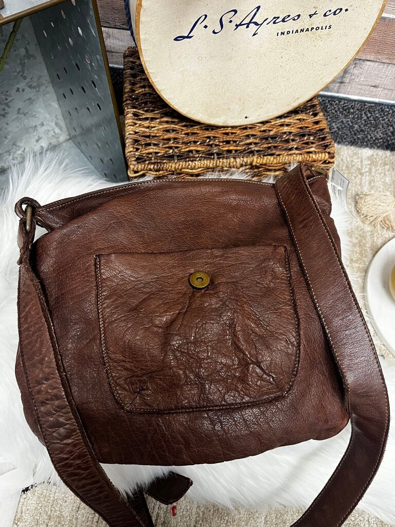 Civico93 Brown Leather Studded Crossbody