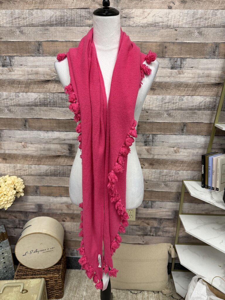 Autumn Cashmere Hot Pink Tassel Trim Shawl Wrap Scarf