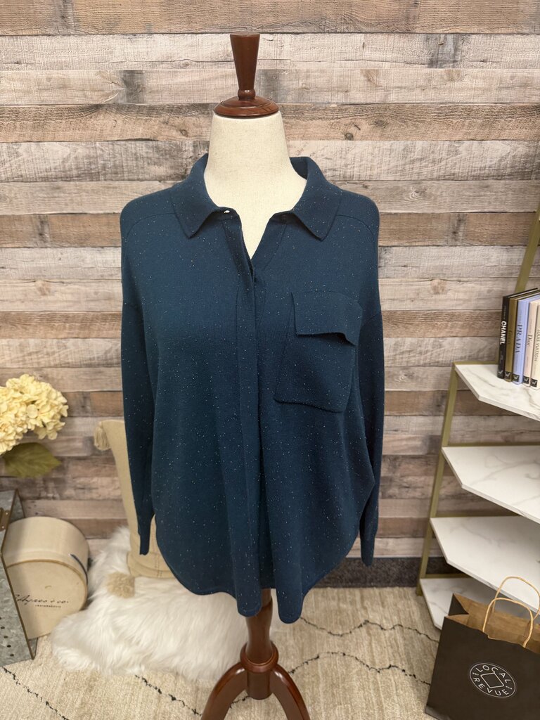 Smartwool Dark Teal Button-Up Long-Sleeve Knit Top