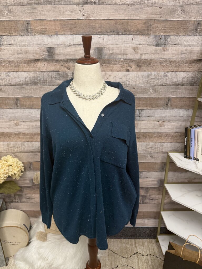 Smartwool Dark Teal Button-Up Long-Sleeve Knit Top