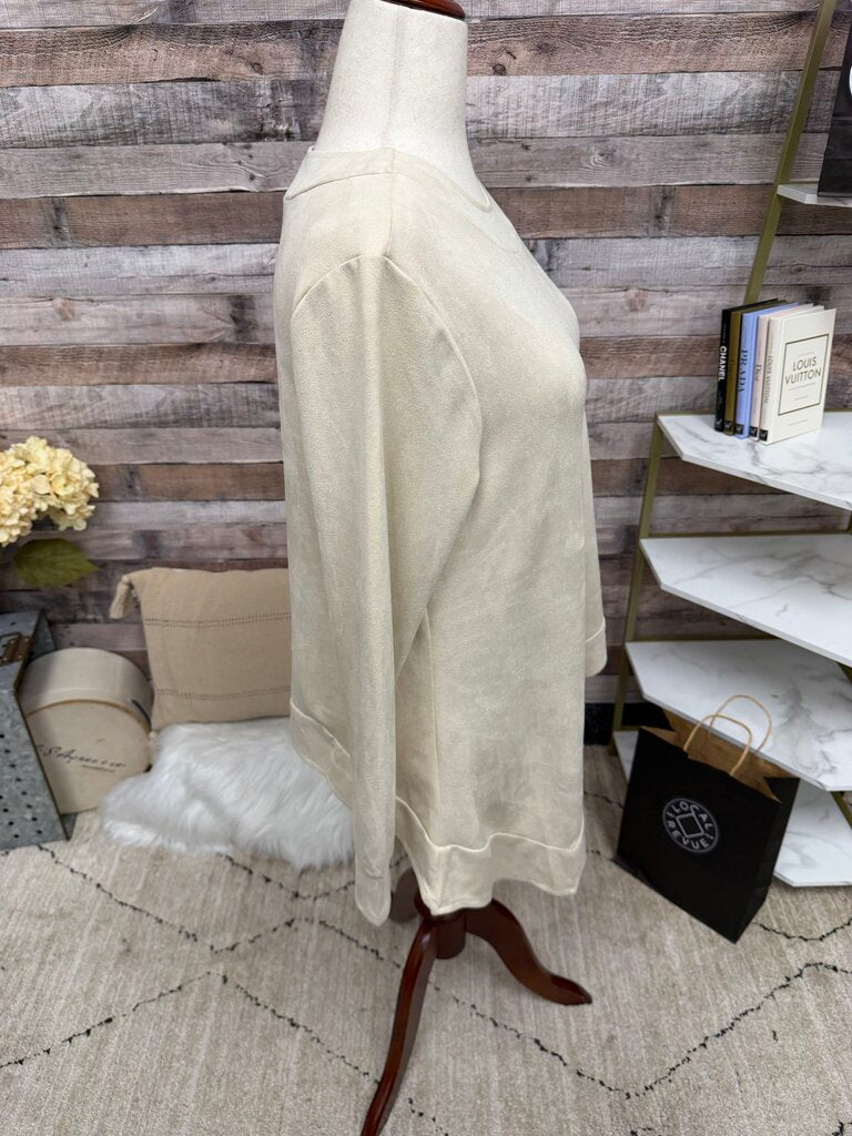 Ravel Cream Asymetrical Long-Sleeve Top