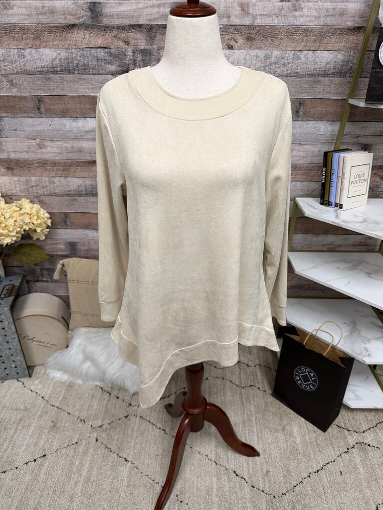 Ravel Cream Asymetrical Long-Sleeve Top