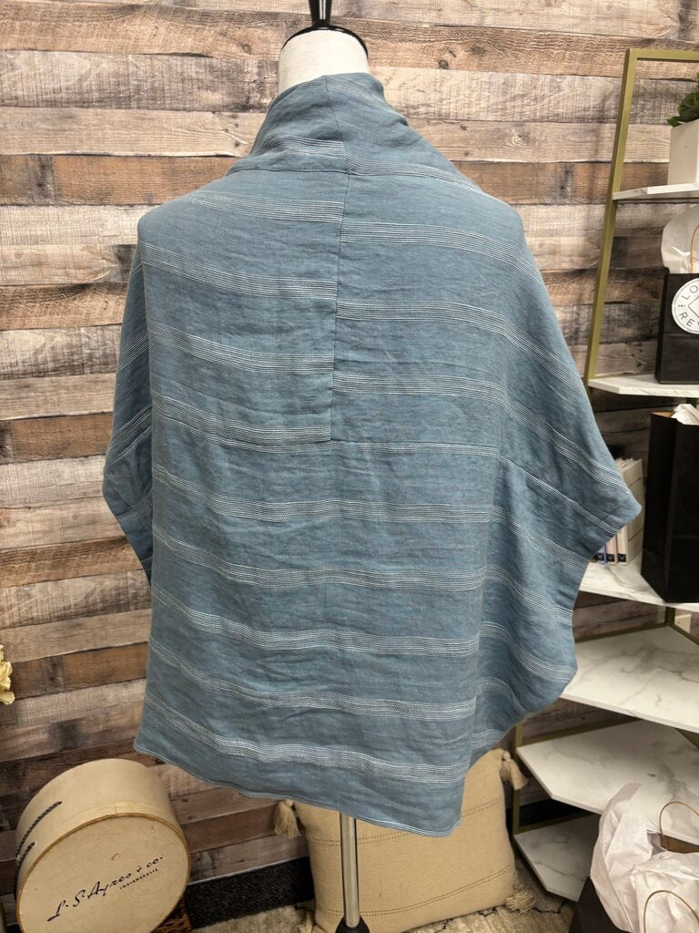 Moyuru Cornflower Blue Linen Poncho Style Top
