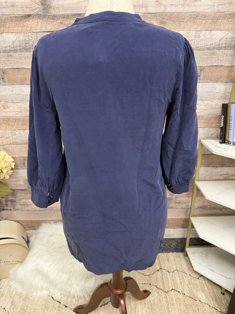 Joie Navy Blue Quarter-Sleeve V-Neck Button Blouse Joie Navy Blue M women BLOUSES