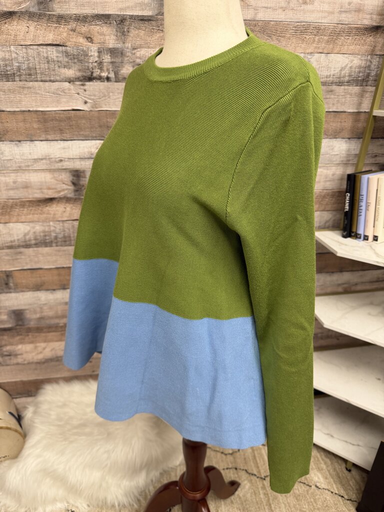 Compania Fantastica Blue & Green Colorblock Long-Sleeve Ribbed Knit Sweater