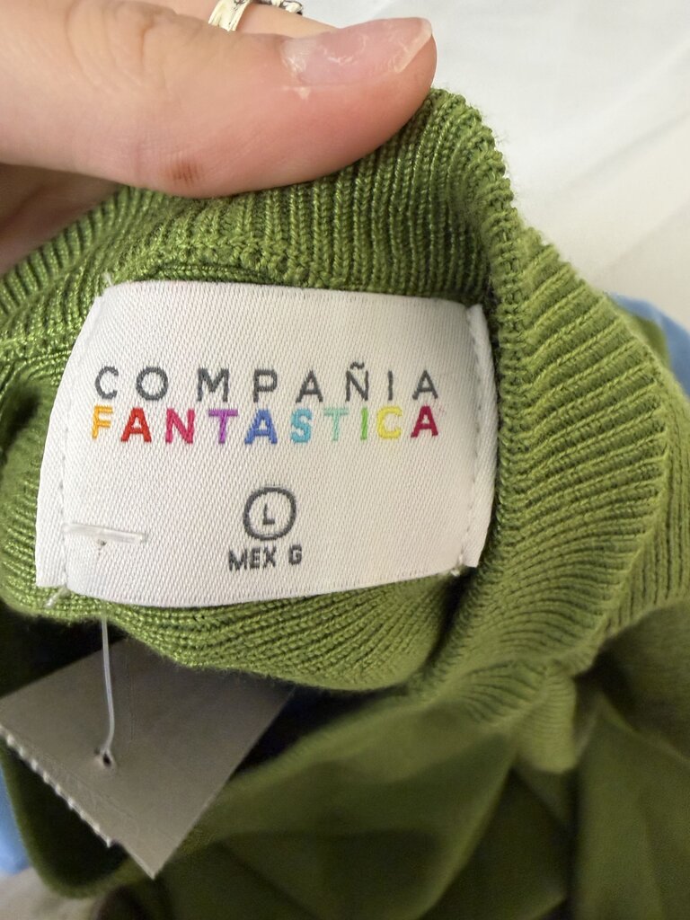 Compania Fantastica Blue & Green Colorblock Long-Sleeve Ribbed Knit Sweater