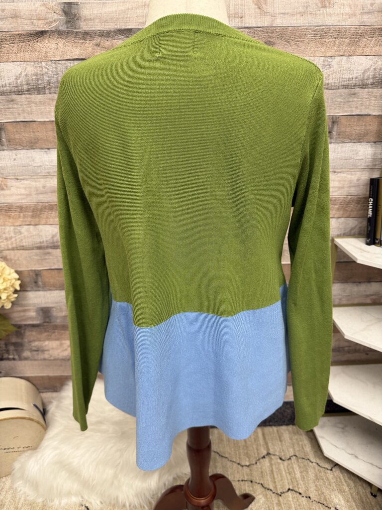 Compania Fantastica Blue & Green Colorblock Long-Sleeve Ribbed Knit Sweater