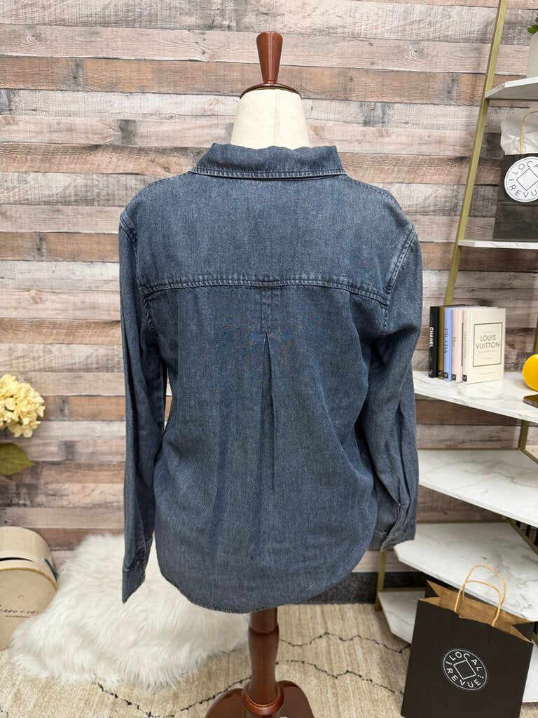 Cloth & Stone Cotton Denim Button-Down Long-Sleeve Top
