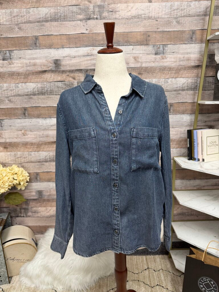 Cloth & Stone Cotton Denim Button-Down Long-Sleeve Top