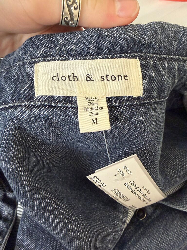 Cloth & Stone Cotton Denim Button-Down Long-Sleeve Top