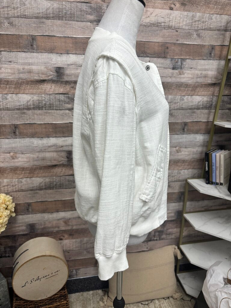 Bobi White Textured Bomber Jacket