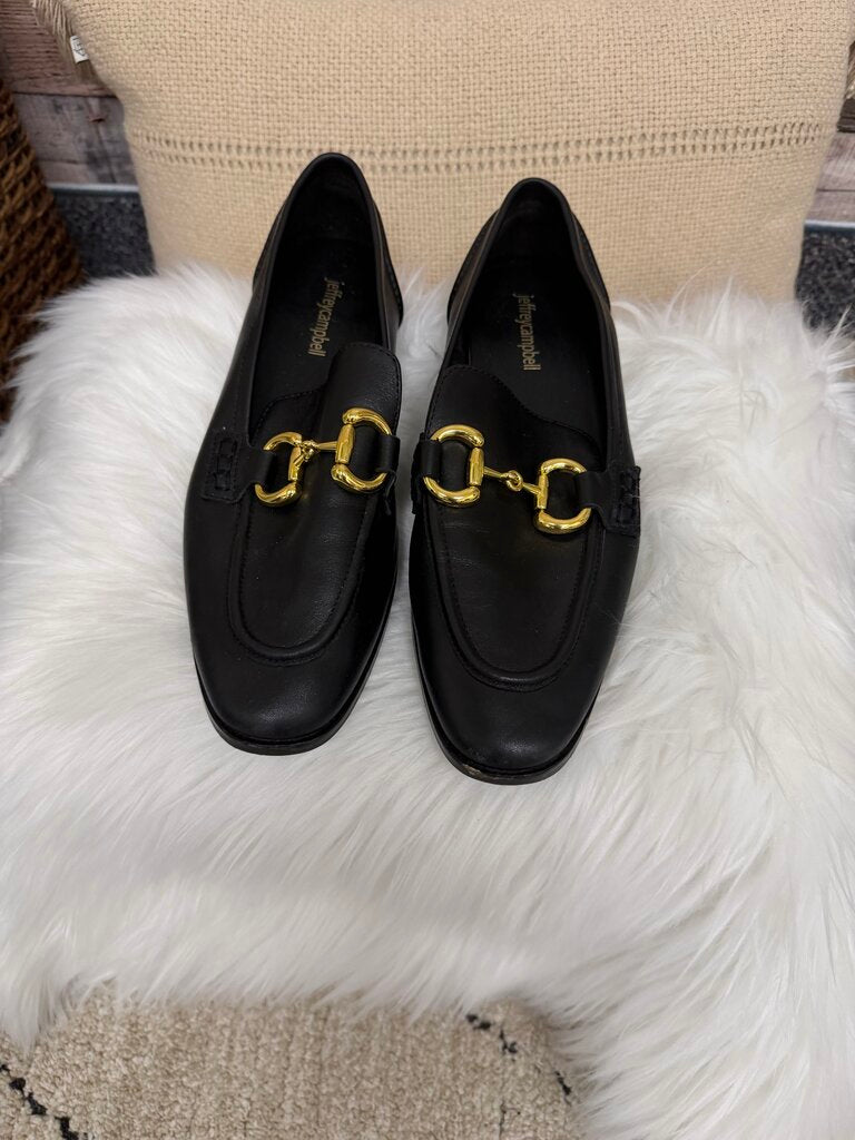 Jeffery Campbell Black Leather Loafers w/ Gold Hardware