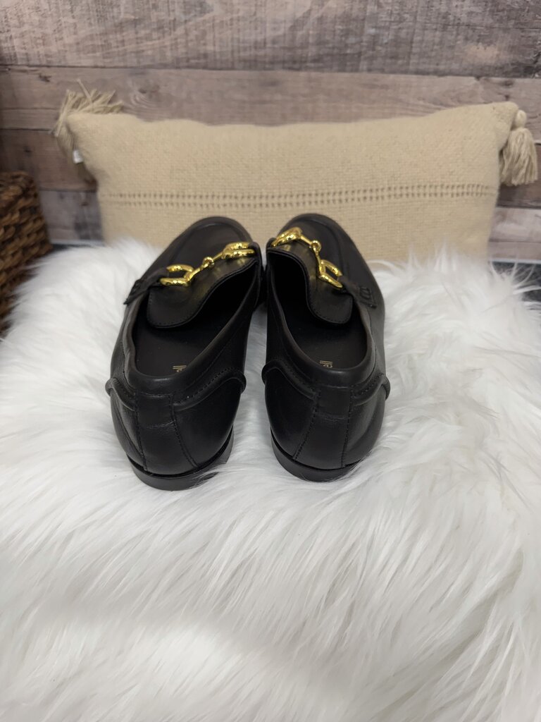 Jeffery Campbell Black Leather Loafers w/ Gold Hardware
