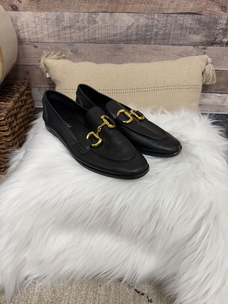 Jeffery Campbell Black Leather Loafers w/ Gold Hardware