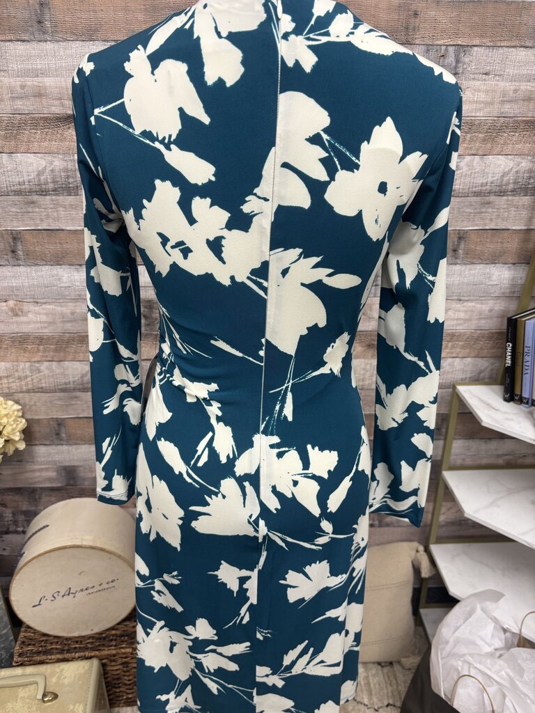 NWT Maggie London Teal & White Floral Print