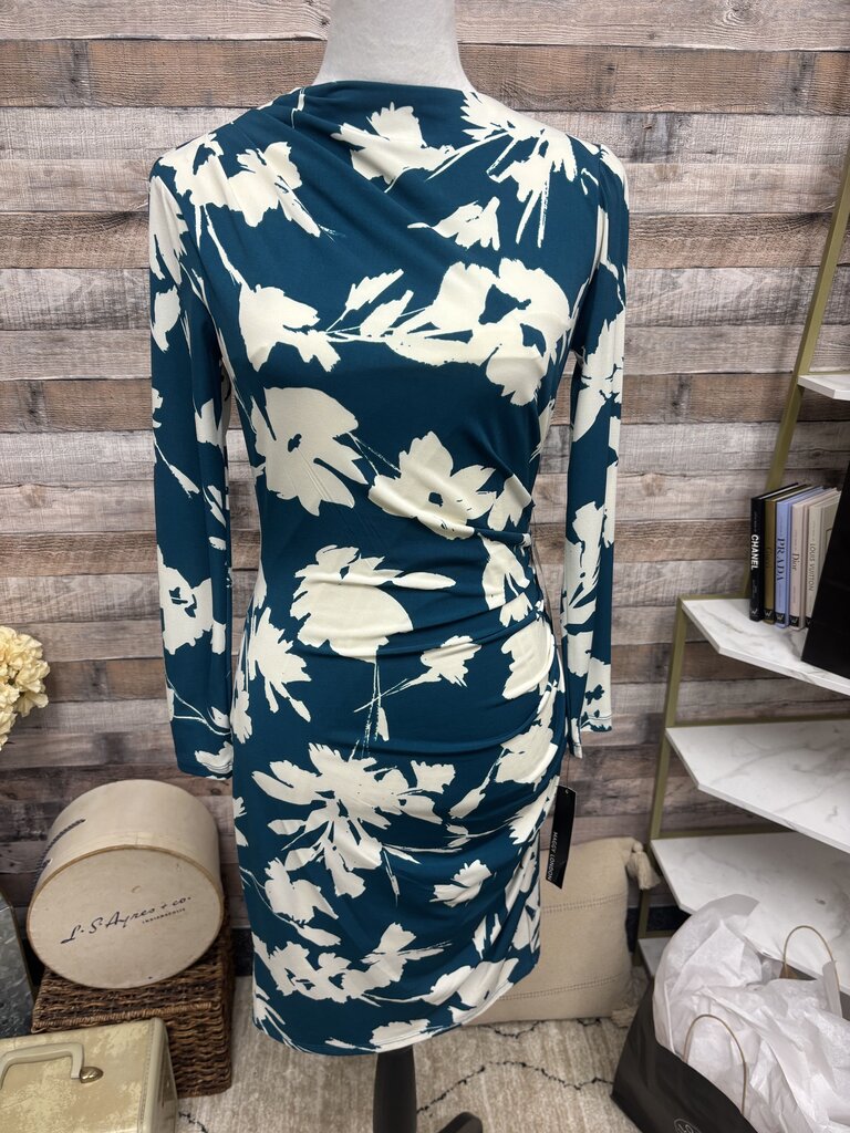 NWT Maggie London Teal & White Floral Print
